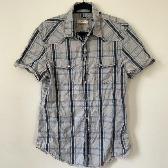 Guess Vintage Y2K plaid shirt with snaps size Medium - Picture 1 of 4